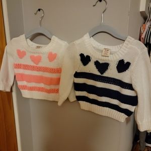 Arizona Jean Co. Toddler Sweater Heart Set. White sweaters with pink and black
